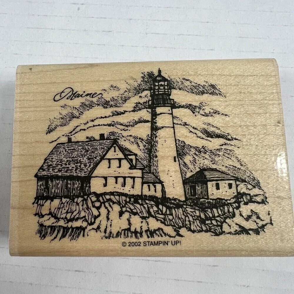 Vintage Stampin Up Coastal Lighthouse Rubber Stamp- Nautical, Ocean, Ship, Maine